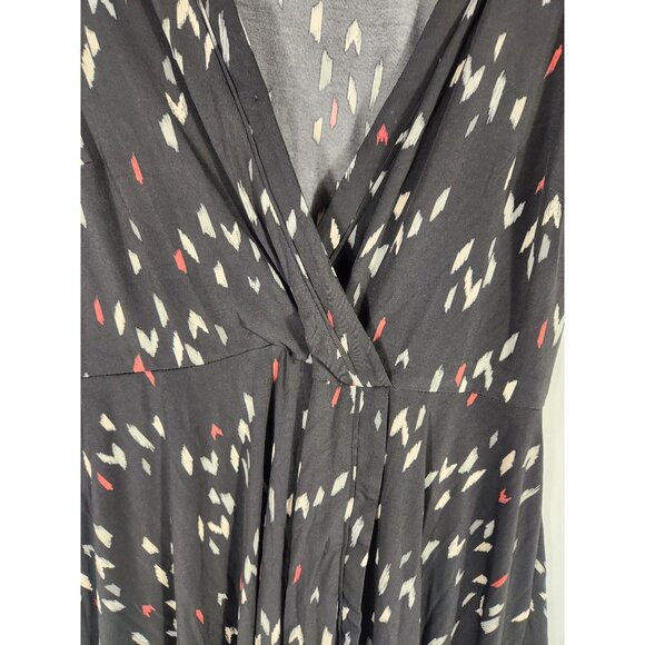 Torrid Womens Plus Wrap Dress Midi Black Print Career Classic Comfort 2 Us:18/20 - Picture 2 of 6